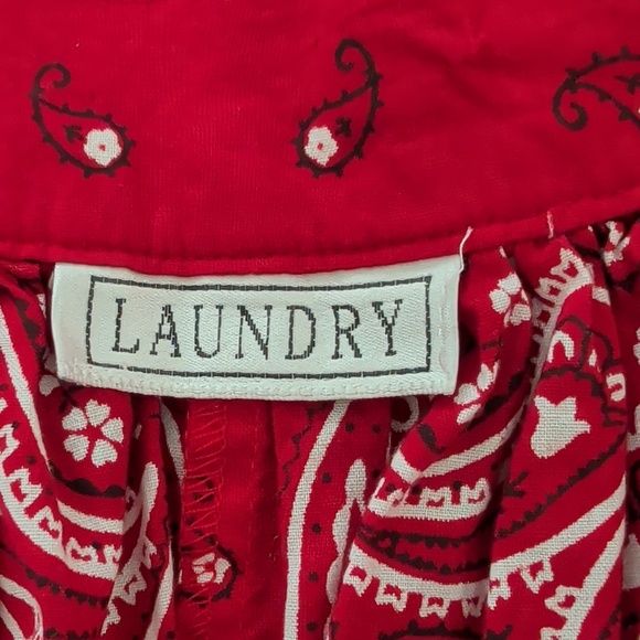 Laundry True Red Bandana Print Full Circle Midi Skirt Pearl Buttons S Western - Picture 10 of 10